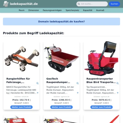 Screenshot ladekapazität.de