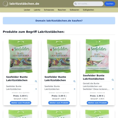 Screenshot lakritzstäbchen.de