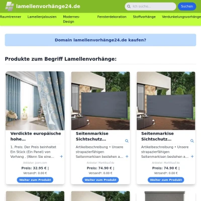 Screenshot lamellenvorhänge24.de