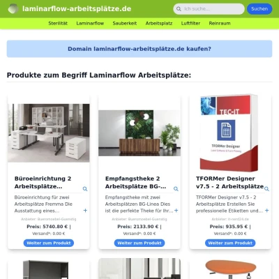 Screenshot laminarflow-arbeitsplätze.de