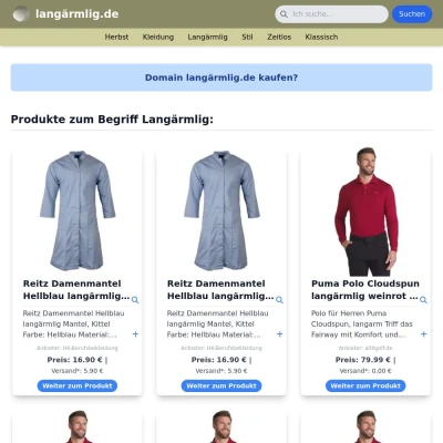 Screenshot langärmlig.de