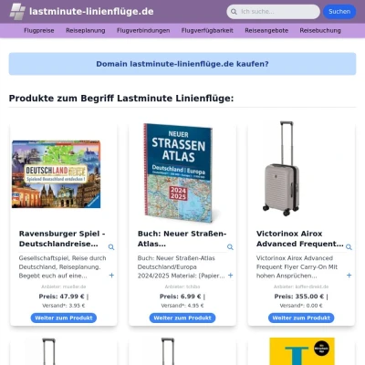 Screenshot lastminute-linienflüge.de