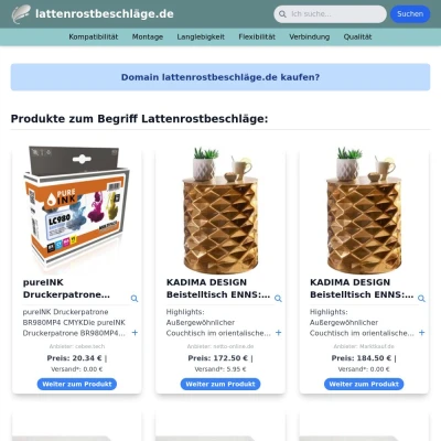 Screenshot lattenrostbeschläge.de