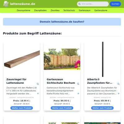 Screenshot lattenzäune.de
