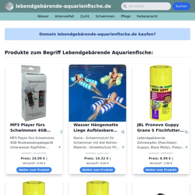 Screenshot lebendgebärende-aquarienfische.de