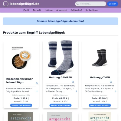 Screenshot lebendgeflügel.de