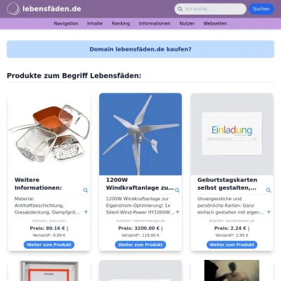 Screenshot lebensfäden.de