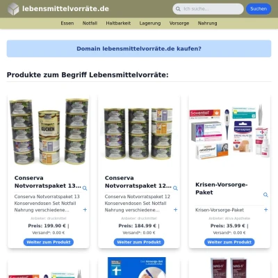 Screenshot lebensmittelvorräte.de