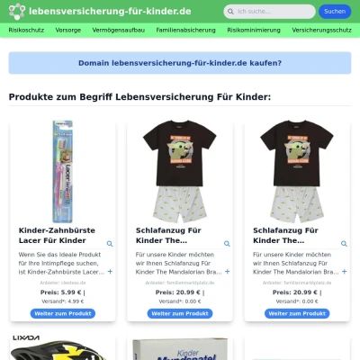 Screenshot lebensversicherung-für-kinder.de