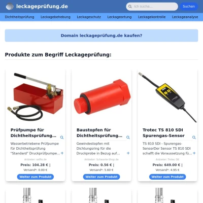 Screenshot leckageprüfung.de