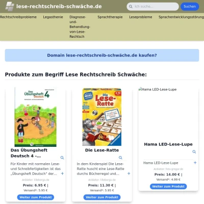 Screenshot lese-rechtschreib-schwäche.de