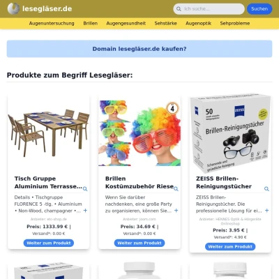 Screenshot lesegläser.de