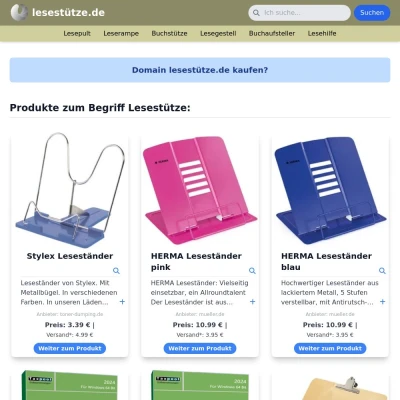 Screenshot lesestütze.de