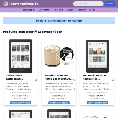 Screenshot lesevergnügen.de