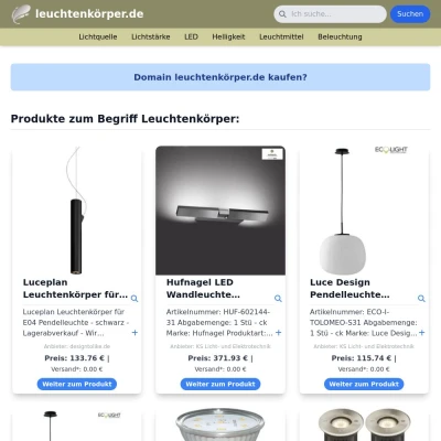 Screenshot leuchtenkörper.de