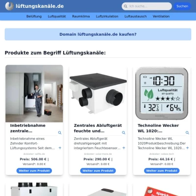 Screenshot lüftungskanäle.de