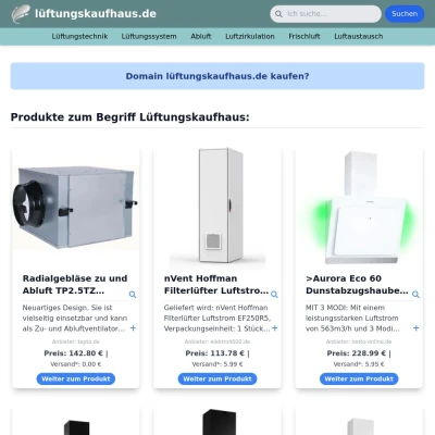 Screenshot lüftungskaufhaus.de