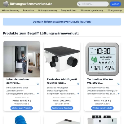 Screenshot lüftungswärmeverlust.de