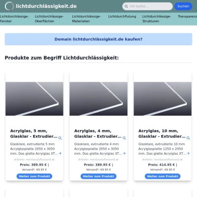 Screenshot lichtdurchlässigkeit.de