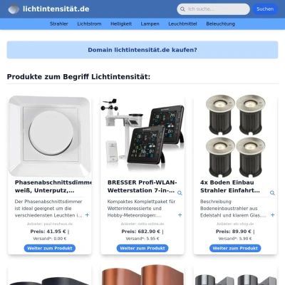 Screenshot lichtintensität.de