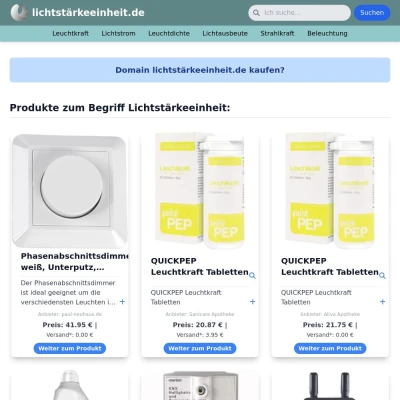 Screenshot lichtstärkeeinheit.de