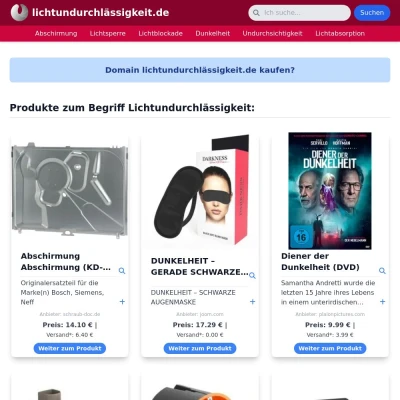 Screenshot lichtundurchlässigkeit.de