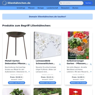 Screenshot lilienhähnchen.de