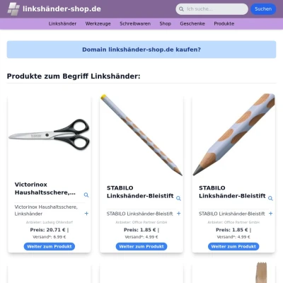 Screenshot linkshänder-shop.de