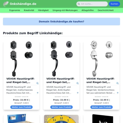 Screenshot linkshändige.de