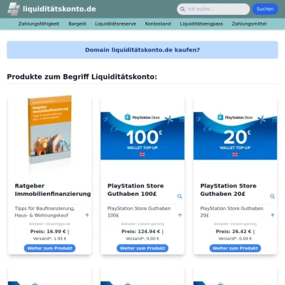 Screenshot liquiditätskonto.de