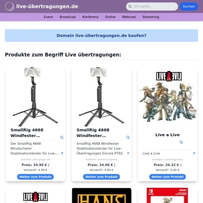 Screenshot live-übertragungen.de