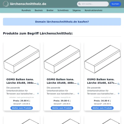 Screenshot lärchenschnittholz.de