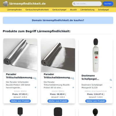 Screenshot lärmempfindlichkeit.de