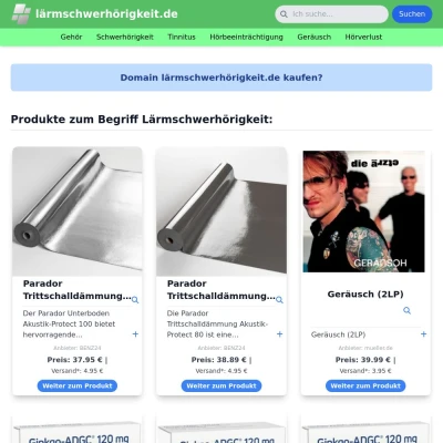 Screenshot lärmschwerhörigkeit.de