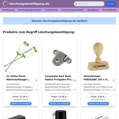 Screenshot löschungsbewilligung.de