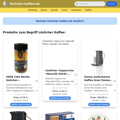 Screenshot löslicher-kaffee.de