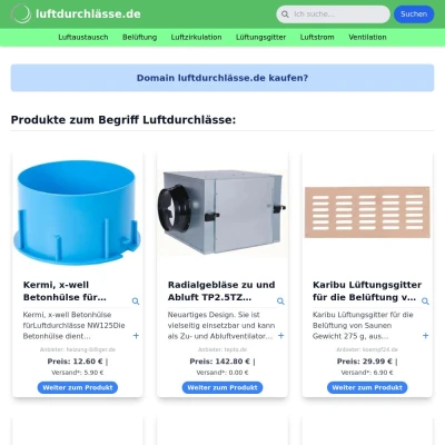 Screenshot luftdurchlässe.de