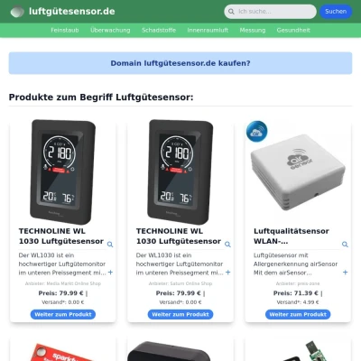 Screenshot luftgütesensor.de