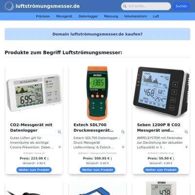 Screenshot luftströmungsmesser.de