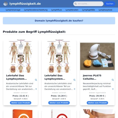 Screenshot lymphflüssigkeit.de