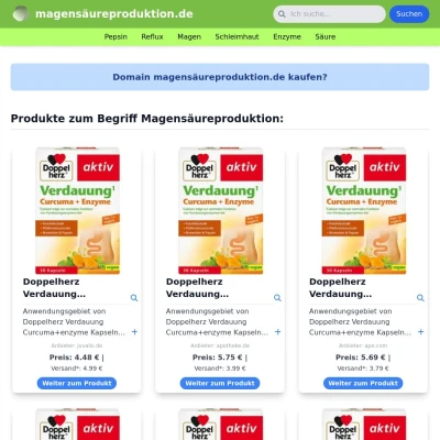 Screenshot magensäureproduktion.de