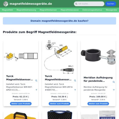 Screenshot magnetfeldmessgeräte.de