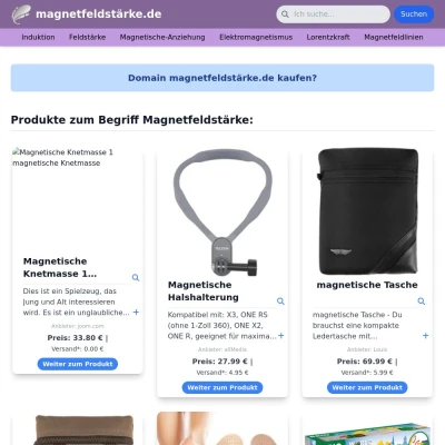 Screenshot magnetfeldstärke.de