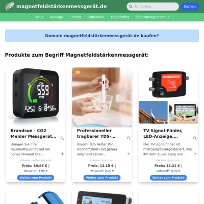 Screenshot magnetfeldstärkenmessgerät.de