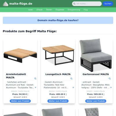 Screenshot malta-flüge.de