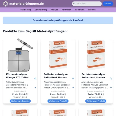 Screenshot materialprüfungen.de