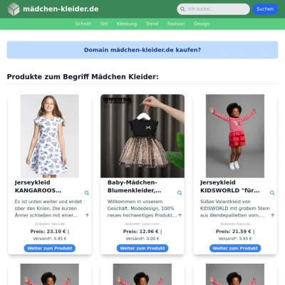 Screenshot mädchen-kleider.de