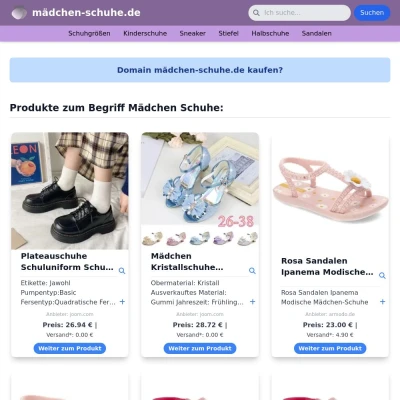 Screenshot mädchen-schuhe.de