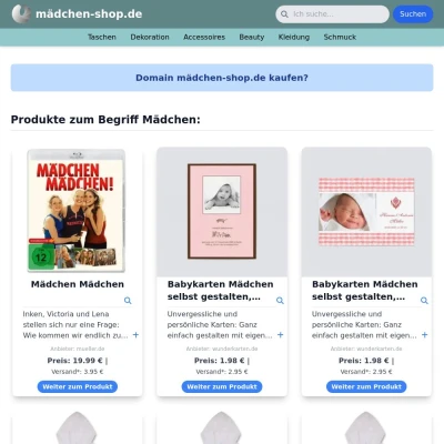 Screenshot mädchen-shop.de