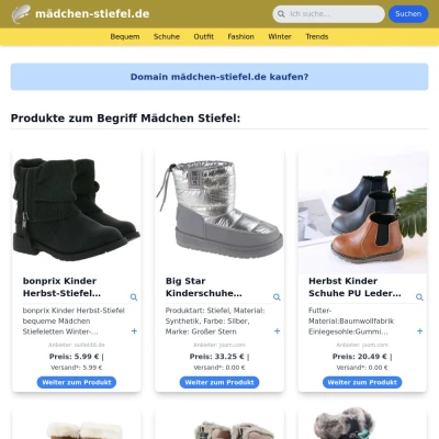 Screenshot mädchen-stiefel.de